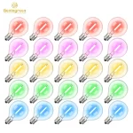 Ampoule Globe en Verre à Filament LED RGB, Multicolore, Dimmable, Base E12 G40, Guirxiété Lumineuse de Remplacement, Décoration de Maison et d&rsquo;Extérieur, 25 Paquets