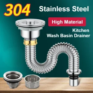 Tuyau de vidange d’évier domestique en acier inoxydable, Anti-morsure de Rat, crépine d’évier, déodorant, lavabo, égouttoir d’égout, accessoires de cuisine Tuyau de vidange d’évier domestique en acier inoxydable, Anti-morsure de Rat, crépine d’évier, déodorant, lavabo, égouttoir d’égout, accessoires de cuisine