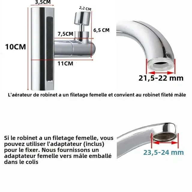 Robinet de cuisine cascade universel – vue 4