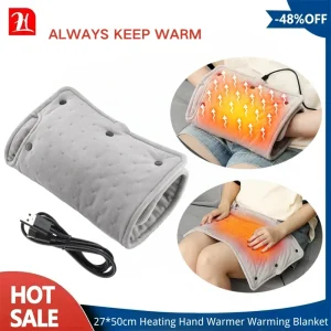 Coussin chauffant électrique portable super doux, chauffe-mains d&rsquo;hiver chauds pour la maison, couverture Wskins de chambre, chargement USB, 27x50cm