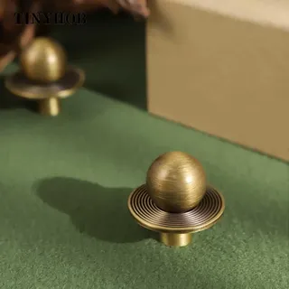 Tinyexpiration-lèvent d'armoire ronds en laiton bronze antique avec base