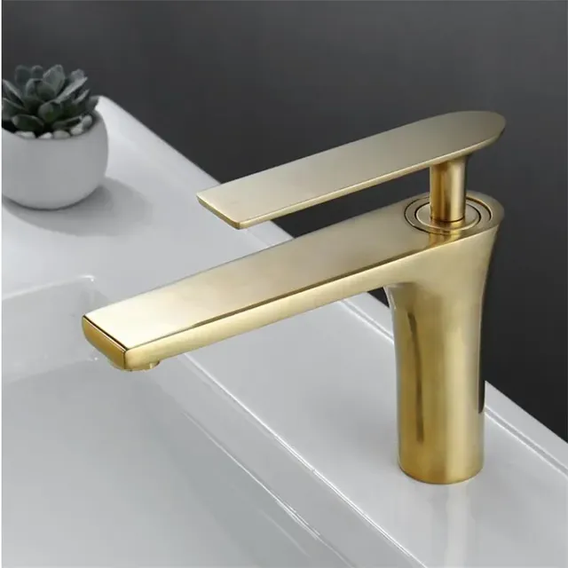 Tuqiu salle de bains en laiton doré brossé lavabo de… – vue 5