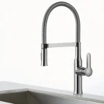 TOLM – robinets de cuisine chromés avec pulvérisateur extractible, robinet d&rsquo;eau d&rsquo;évier de cuisine noir mat avec plaque de pont, trou unique, poignée unique