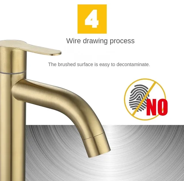 Robinet de lavabo en or brossé – vue 4
