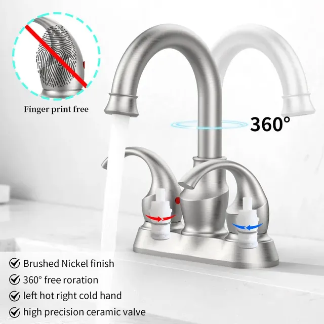 Robinet de bain en laiton brossé HO4 pouces – vue 3