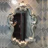 Miroir mural baroque ovale cadre sculpté blanc laqué… – vue 4