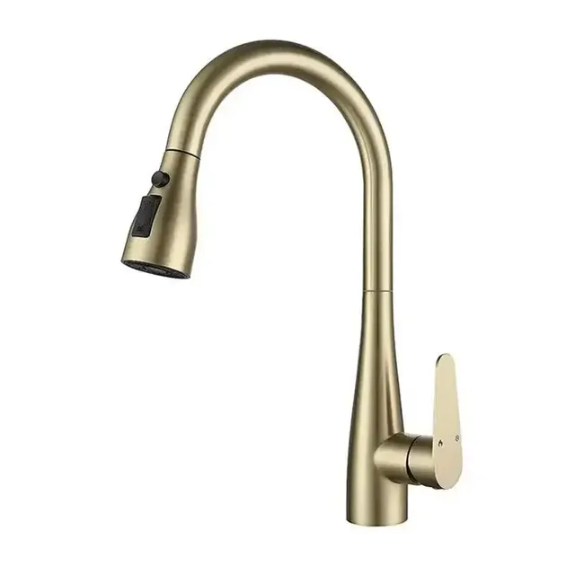 Robinet de cuisine extractible en or brossé – vue 6