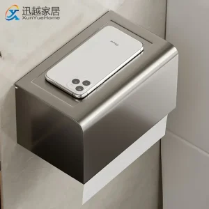 Porte-rouleau de papier toilette, étagère de rangement pour la maison, cintre mural pour mouchoirs, plateau de téléphone, pistolet, accessoires de salle de bains en aluminium gris