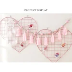 panneau grille coeur métal rose poudré solide design mural décoratif accroche photos clips crochets guirlande lumineuse bohème romantique