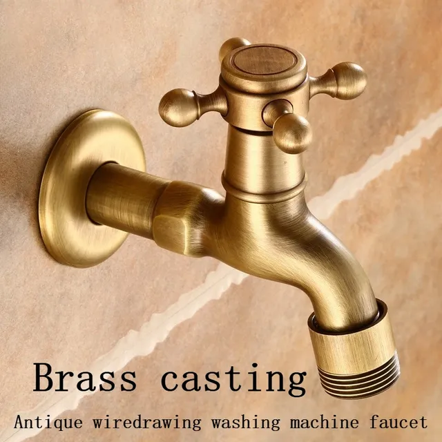 Robinet mural laiton massif bronze antique vintage rétro… – vue 3