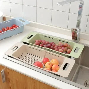 Égouttoir à vaisselle réglable Portable de cuisine, panier de vidange d’évier, lavage des légumes et des fruits, support de séchage en plastique, accessoires et fournitures Égouttoir à vaisselle réglable Portable de cuisine, panier de vidange d’évier, lavage des légumes et des fruits, support de séchage en plastique, accessoires et fournitures