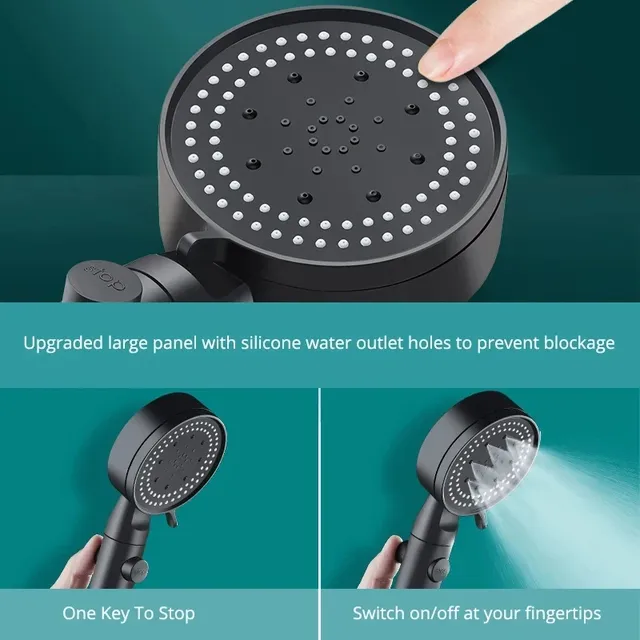 Pommeau douche haute pression réglable cinq modes arrêt… – vue 3