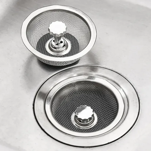 Filtre évier inoxydable rond maillage fin argent bord… – vue 3