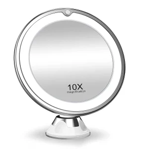 Miroir cosmétique grossissant 10X, écran tactile rotatif à 360 degrés, miroirs de maquillage éclairés par LED, miroir de bureau pour commode, Version batterie (non)