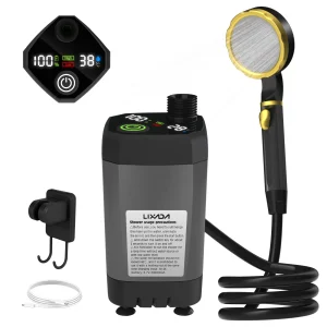 Pompe de douche de camping, kit de douche d&rsquo;extérieur, avec plein écran, affichage numérique intelligent, réglable, 6000mAh