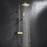 Colonne douche thermostatique dorée pommeau carré pluie… – vue 3