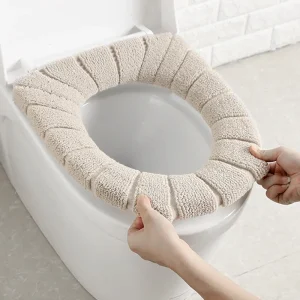 Coussin de siège de toilette en velours, housse de siège chaude, lavable, universel, tapis de siège de toilette, étui de siège de salle de bains, accessoires de couvercle de toilette, hiver
