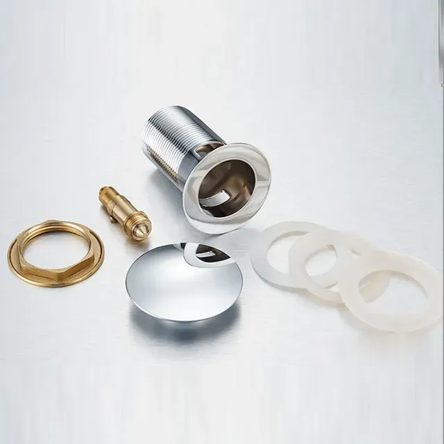 Bonde lavabo vidage poussoir laiton chromé bouchon plat… – vue 5