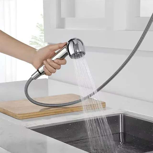 Robinet de cuisine à poignée unique plaqué chrome poli – vue 4