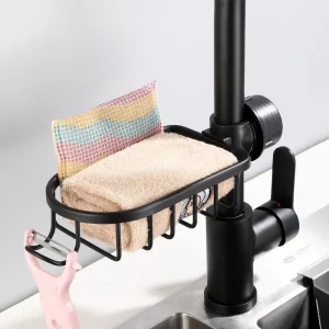 Évier de cuisine robinet étagère salle de bain étagère savon éponge Drain tissu chiffon support de rangement évier organisateur égouttoir panier porte-savon
