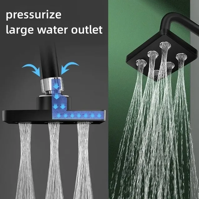 Pommeau douche carré pressurisé compact six buses jets… – vue 3