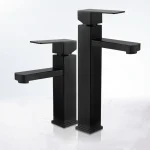 Robinet d&rsquo;évier en acier inoxydable monté sur le pont, robinet de centre commercial chaud et froid, ark, noir, argent, HOF/05