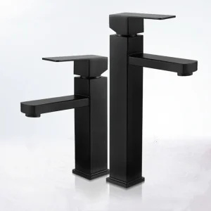 Robinet d&rsquo;évier en acier inoxydable monté sur le pont, robinet de centre commercial chaud et froid, ark, noir, argent, HOF/05