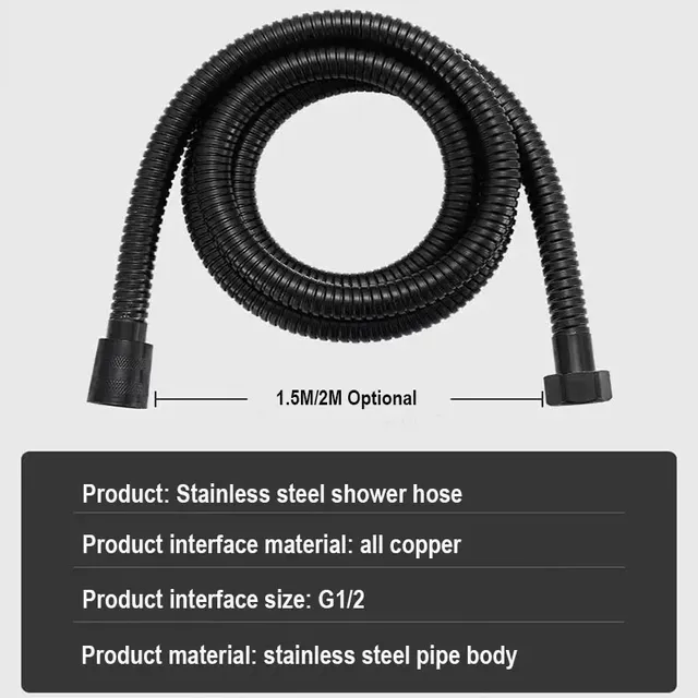 Tuyau de douche Flexible noir/argent de 1.5M – vue 6