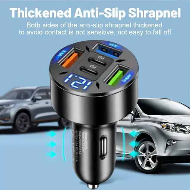Chargeur voiture 250W multiports USBA USBC PD QC3… – vue 3