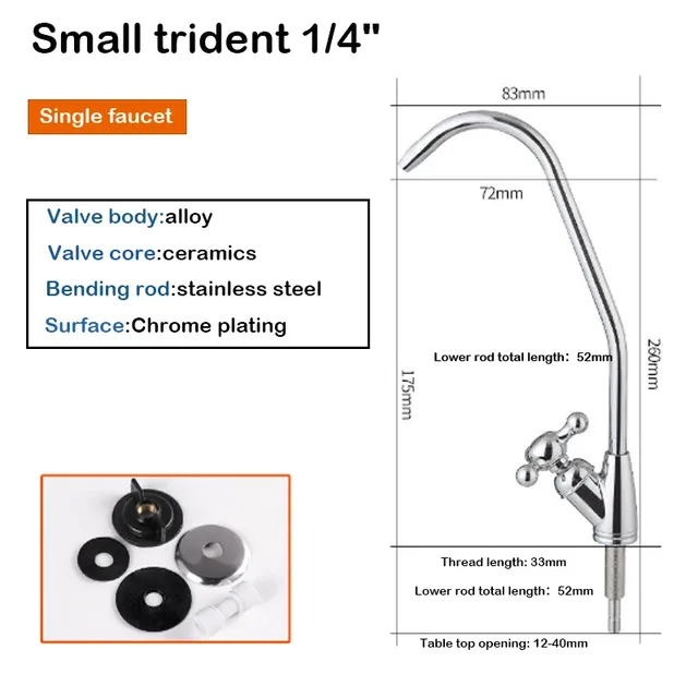 Robinet d'eau de cuisine chromé 1/4 " – vue 2