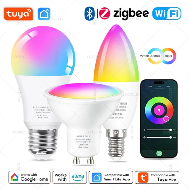 Tuya inda-Ampoule LED intelligente à intensité variable…
