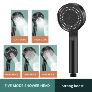6 Modes Pression Boost Tête De Douche Multifonction Réglable Grande Douche D&rsquo;eau Buse Massage Salle De Bains Accessoire