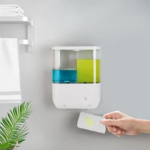Distributeur de savon à capteur automatique mural à double tête, grande capacité, 500 ML x 2, Installation, Machine à laver la vaisselle des mains domestique