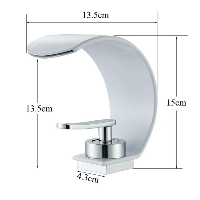 Robinet de lavabo cascade chromé blanc – vue 6
