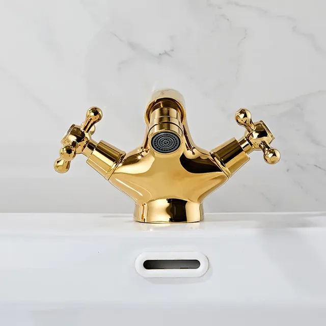 POIQIHY robinet de Bidet doré double poignées eau salle… – vue 2