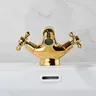 POIQIHY robinet de Bidet doré double poignées eau salle… – vue 2