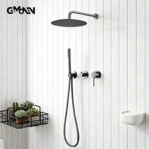 Robinet de douche à main, ensemble de douche à 2 voies, Valve dissimulée, pomme de pluie de 8 à 16 pouces, boîte intégrée, mélangeur chaud et froid mural