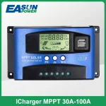 Contrôleur de charge MPPT pour panneaux solaires, 30A, 40A, 50A, 60A, 100A, 12V, 24V, pour touristes, avec écran LCD et port USB