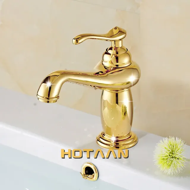 Mitigeur lavabo monocommande laiton massif plaqué or… – vue 5