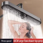 Pommeau de douche monté au plafond, panneau Super grand de 48CM, 3 Modes, superchararge réglable, douche à pluie, ensemble de pomme de douche haute pression