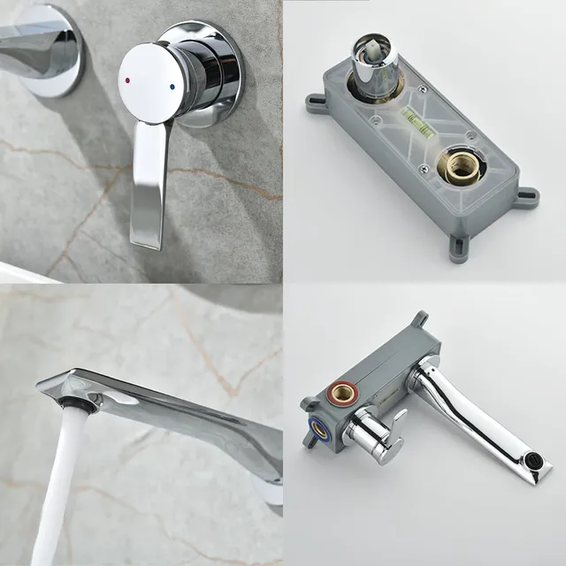 Robinet de lavabo mural tout en cuivre haut de gamme – vue 5