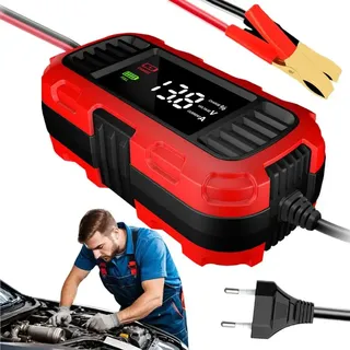 Chargeur batterie moto intelligent maintien portable écran LCD pinces…