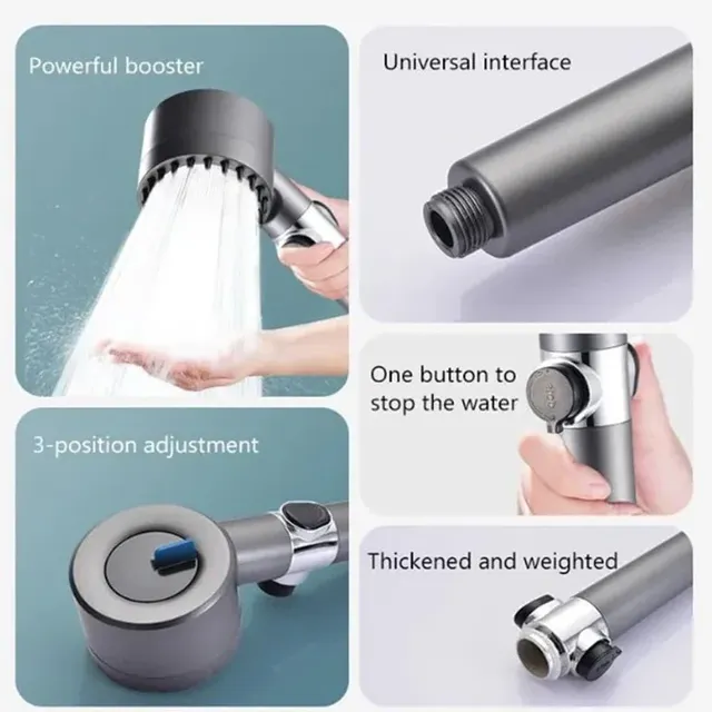 Pommeau douche main haute pression multifonction trois… – vue 4