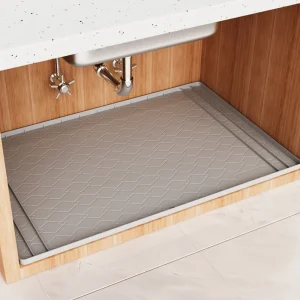 Tapis imperméable sous évier 34 pouces x 22 pouces, tapis imperméable pour cuisine et salle de bain, plateau d&rsquo;égouttage sous évier pour cuisine et salle de bain