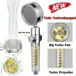 Pommeau de douche haute pression, double turbocompressé, ventilateur Turbo portatif, douche à hélice, arrêt à une touche, Massage, nouvelle collection