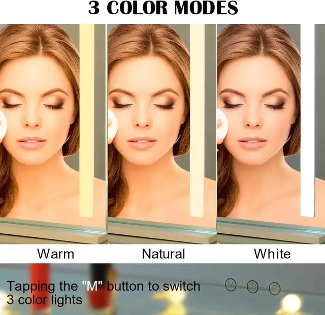 Miroir de Maquillage de Vanité Éclairé avec Lumières… – vue 3