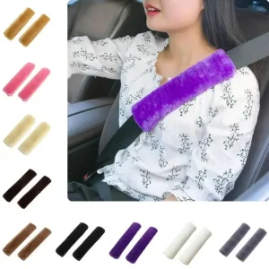 Juste de ceinture de sécurité de voiture en peau de mouton, coussin d&rsquo;oreiller souple, sangle de sécurité, coussinets initiés pour sac, accessoires de voiture, 2 pièces