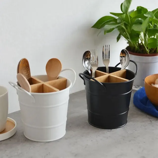 Organisateur couverts ustensiles rangement bambou… – vue 5