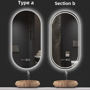 Miroir de salle de bain intelligent ovale, désembuage, avec lumière Led, miroir de vanité suspendu au mur, miroir complet du corps, miroir de douche Spiegel Miroir de salle de bain intelligent ovale, désembuage, avec lumière Led, miroir de vanité suspendu au mur, miroir complet du corps, miroir de douche Spiegel