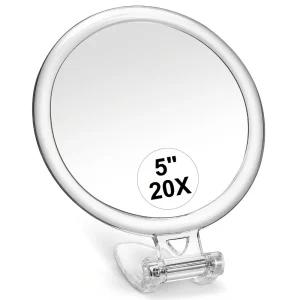Miroir grossissant 10/15/20X, miroir de maquillage pour les mains, poignée pliante, miroir cosmétique Double face, miroir de vanité Portable pour femmes